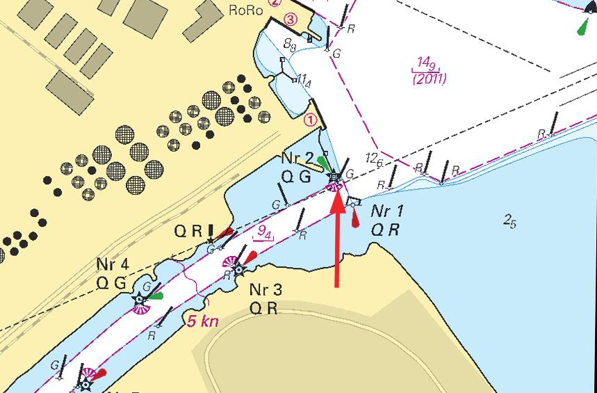10 * 7708 Sjökort/Chart: 6212 Sverige. Norra Östersjön. Norrköpings Hamn. Lindökanalen. Prick korrigeras.