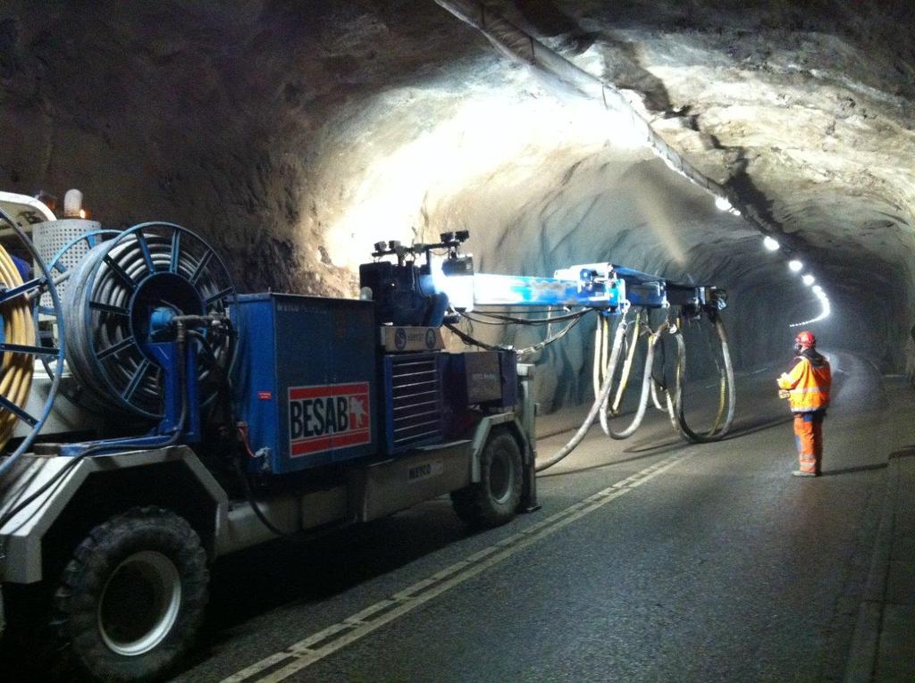 Vattenbilning av berg/betongytor Våtsprutning Fiberbetong