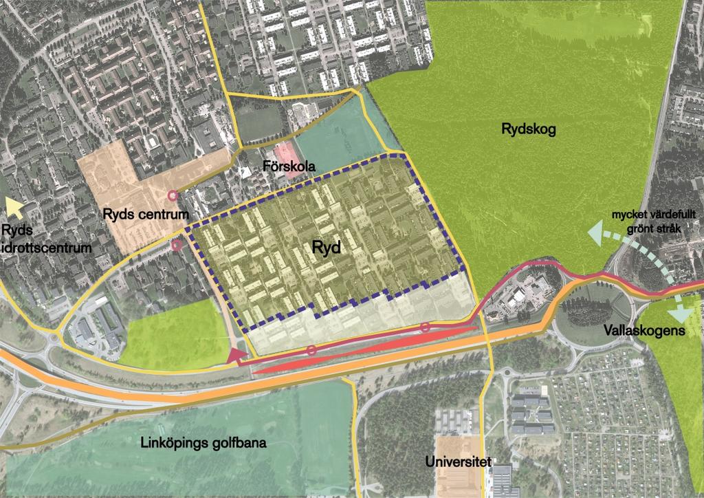 Dagvattn Fastightn är anslutn till dagvattnnätt. Cira 11,3 ha av områdt bstår av hårdgjorda ytor; mdan cira 7,8 ha bstår av grönsa.