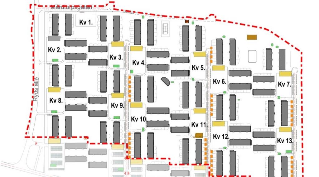 Nyttjandgrad Bfintliga bostadshus i två våningar gs n uppdatrad byggrätt basrad på bfintlig byggnad md tt mindr tillägg på ca 15% för att möjliggöra omplmnt, såsom utrum och cylförråd.