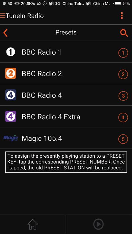 Kanalen läggs till i listan med förinställda radiokanaler.