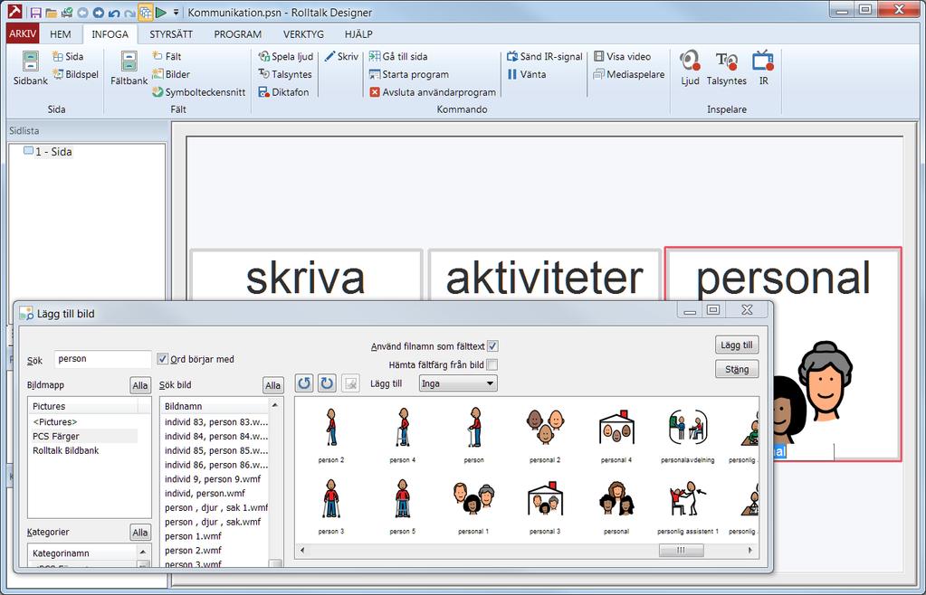 När du vill använda egna bilder klicka på Mina bilder.