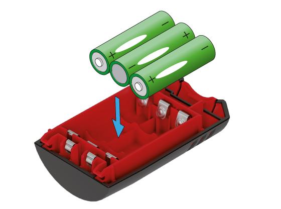 Etablera instrument Sätta i Li-Ion-batteri Alkalibatterier För att säkerställa en pålitlig användning rekommenderar vi att man använder alkalibatterier av hög kvalitet.