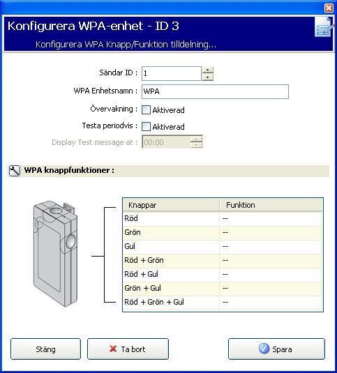 12 Radio Konfigurera en WPA Konfigurera WPA med hjälp av följande information: Beskrivning/Namn Sändar-ID Övervaka Test Knapptilldelning Ange en beskrivning eller namn för unik identifiering av en