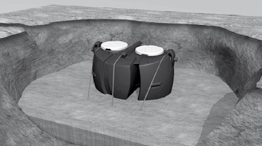 Reningsverket kan förankras med Uponors förankringssystem (se installationsanvisningarna för Uponors förankringssystem).