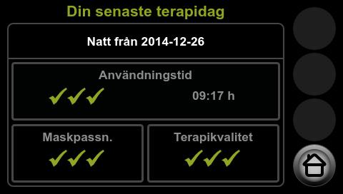 5 Användning Ju fler gröna bockar som visas (max. 3), ju bättre är resultatet.