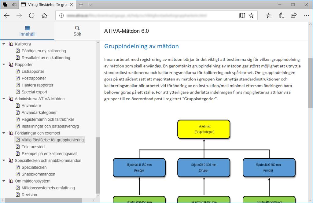 Hjälp ATIVA-Mätdon har två hjälpsystem. Inbyggd hjälp och ett externt onlinesystem.