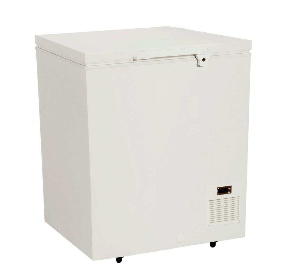 Lågtemperaturfrysbox PRO -60 O C - utvändigt vit stålplåt - temperaturalarm - elektronisk styrning - låsbar - CFC/HCFC-fri / 100 mm isolering - hjul - låg/hög temperaturalarm - temperatur ned till