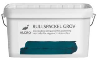 ALCRO RULLSPACKEL GROV Alcro Rullspackel grov är ett färdigblandat smidigt lätt grovgraderat rullspackel för bredspackling i tjocka skikt på puts, betong, lättbetong och skivmaterial inomhus.