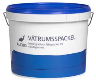 VÅTRUMSSPACKEL Det här är ett medelgraderat lättspackel som tål vatten bra och som därför passar för våtutrymmen inomhus.