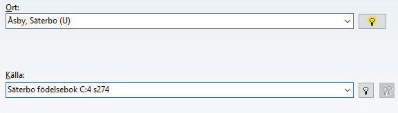 De orter du matat in på detta sätt finns alltid tillgängliga, du bygger upp ett ortsträd som svarar mot den egna släktforskningen. Nästa steg är att skriva in varifrån uppgiften kommer, källan.