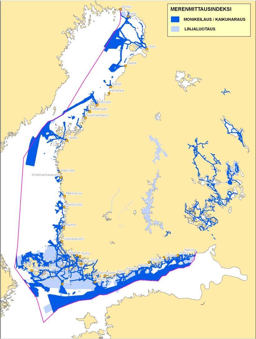 SJÖKARTLÄGGNINGENS HUVUDUPPGIFTER SJÖMÄTNING Sjökartläggningens andra huvuduppgift är att producera sjömätningsdata som möjliggör en säker navigering och som tjänar farledshållningen, försvaret,