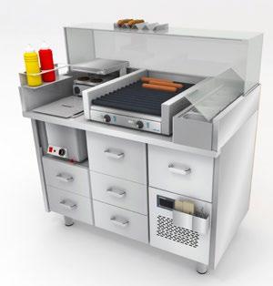 Korvmodul FJUGESTA Komplett korvmodul i rostfritt - rak front med glashuv. -FF800007 BREDD: 1260 mm DJUP: 700 mm HÖJD: 1345 mm ANSL.: 380 V (3-fas), 16 A ART.NR.