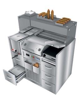 Korvmodul KUMLA Komplett korvmodul i rostfritt - rak front med glashuv. Värmeri och kantiner till vänster. -FF800002 BREDD: 1200 mm DJUP: 730 mm HÖJD: 1370 mm ANSL.: 380 V (3-fas), 16 A ART.NR.
