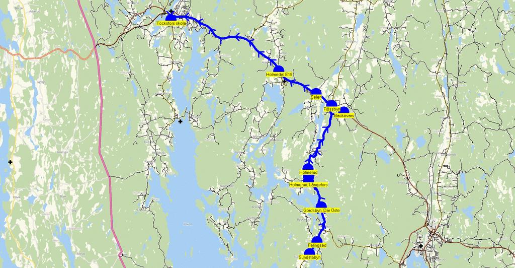 2014-08-18 15:07:58 Karta för Tur 6512 M - F Entreprenör Nordmarkens Busstrafik AB Fordon 6507 Iveco 6512 6.50 7.