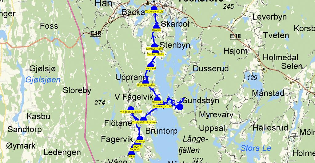 2014-08-18 15:07:41 Karta för Tur 6510 M - F Entreprenör Göstas Resor i Töcksfors AB Fordon 6504 Iveco Mago 6510 7.06 7.51 Väng - Fagervik - Fagerås - Bruntorp - V. Fågelvik,Tomten - V.