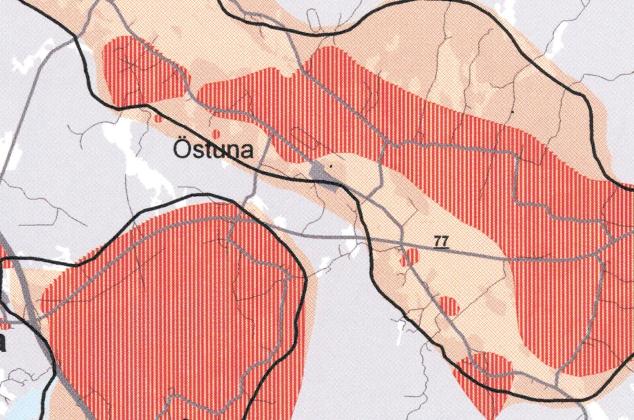 Även det öppna landskapet norr om Östunavägen vid Östuna by samhälle har mycket högt naturvärde. Storåns dalgång ingår i skyddsvärt grundvattenområde.