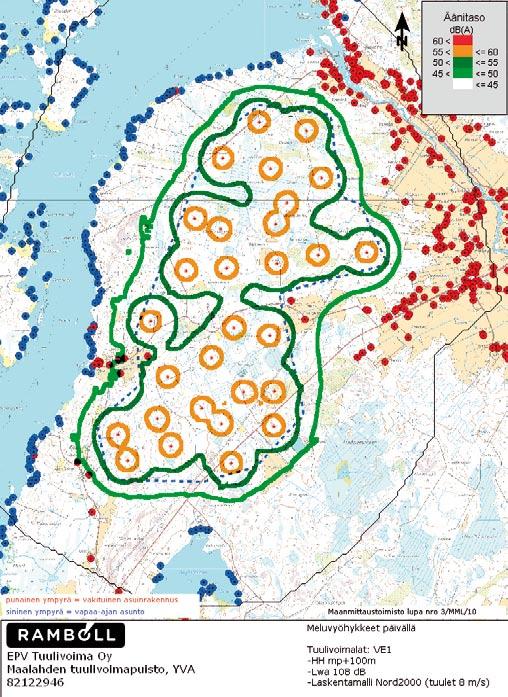 Buller i ALT 1 (vindkraftverkets höjd 100