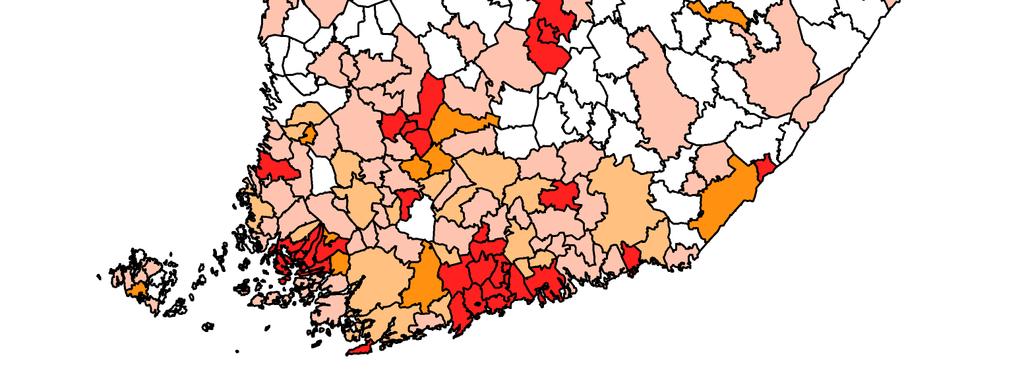 Utbudet är till stor del koncentrerat till områden där det också finns flest potentiella kunder.
