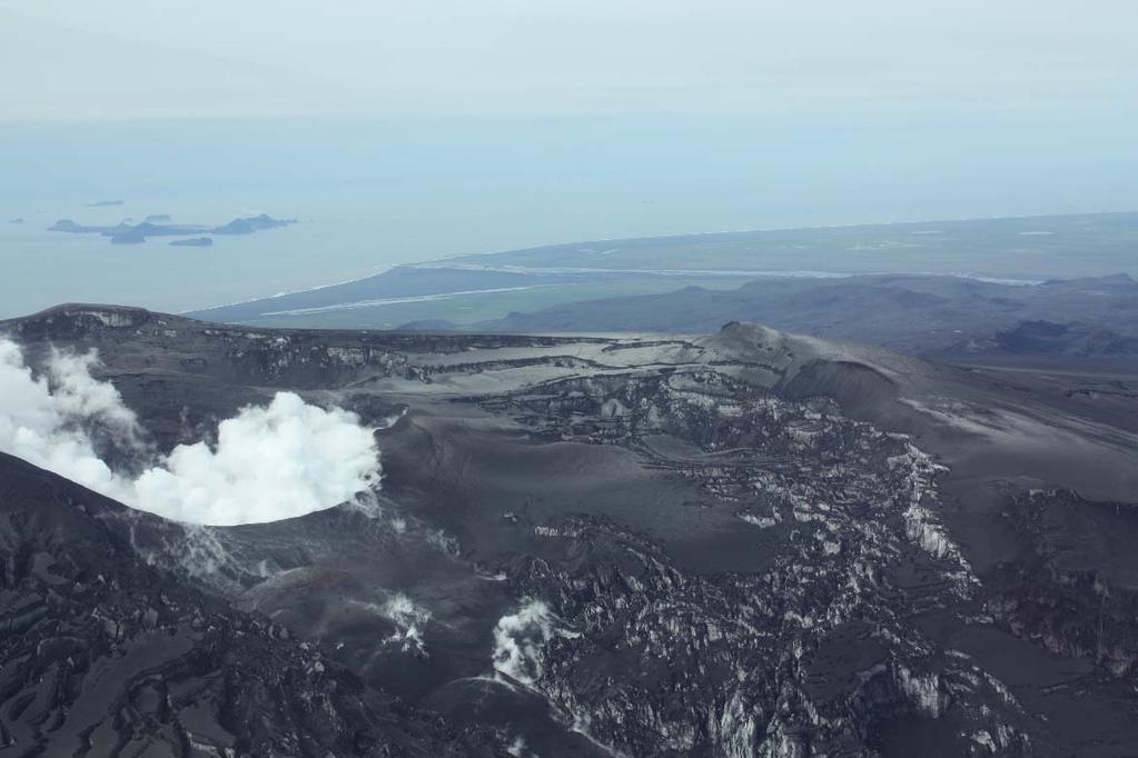 Eyjafjallajökull Glaciären på bergen nära öarna Västmannaöarna