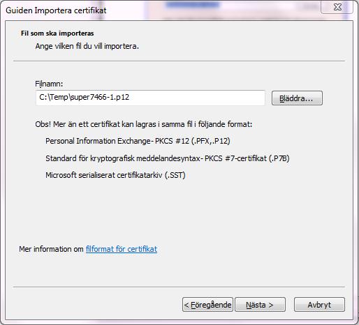 2 Importera certifikat Dubbelklicka på