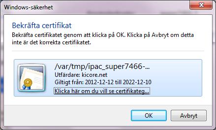 Telia Centrex IP Administratörswebb Handbok 9 Det kan finnas flera certifikat installerade i din dator. Iså fall får du upp en dialogruta där du markerar det aktuella certifikatet.