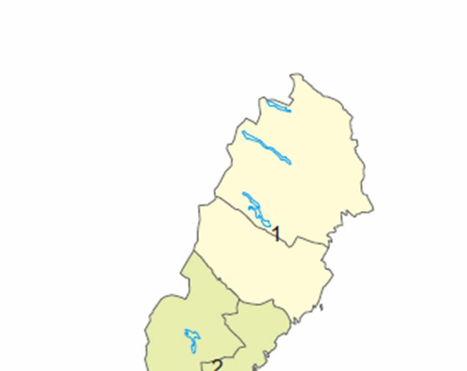 Datum Sid 9 (40) 3.3 Anbudsområden Båda upphandlingarna var indelade i sju geografiska områden enligt bilden nedan.