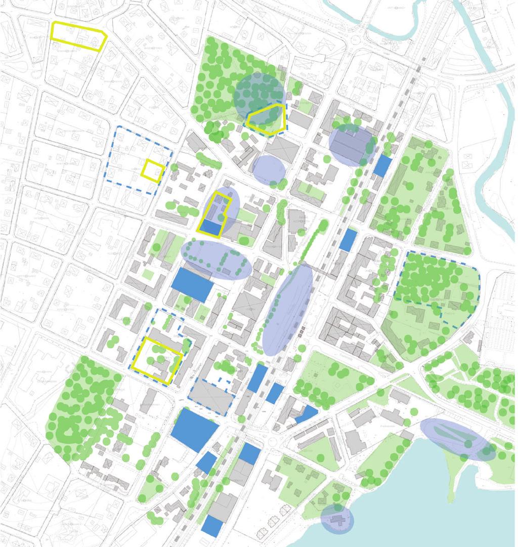 RIKTLINJER FÖR BEBYGGELSE GRÖNSTRUKTUR Kopplingen mellan centrum och Osbysjön bör förstärkas genom belysning, markbeläggning samt gång- och cykelväg.