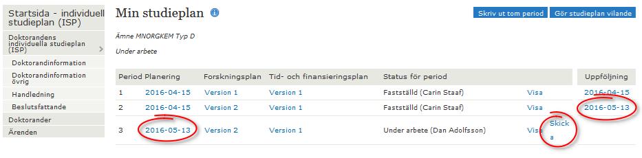 Skillnaden från Period 1 är alltså att även Uppföljning måste vara sparad för att perioden ska gå att skicka för tillstyrkan och senare fastställande.