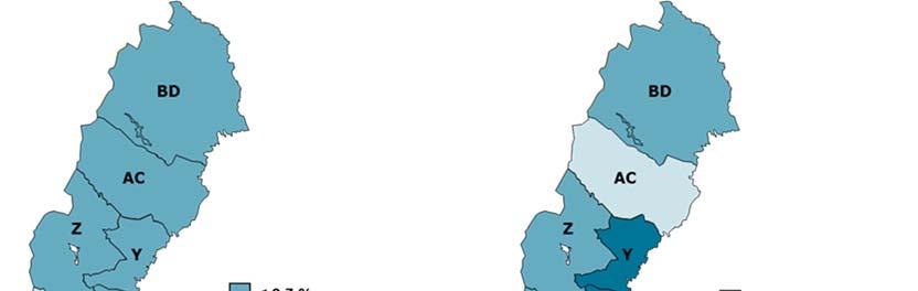 Arbetsmarknadsutsikterna hösten 2017 61 Andelen inskrivna arbetslösa blir färre i de flesta län Under prognosperioden blir jobben fler i hela landet och andelen inskrivna arbetslösa minskar i de