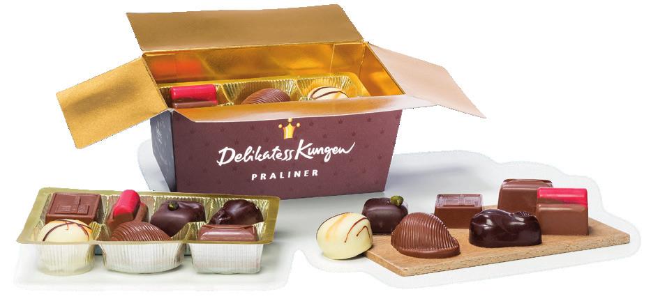 se Underbara belgiska praliner i sju olika smaker Praliner i sju utvalda smaker i tre lager.