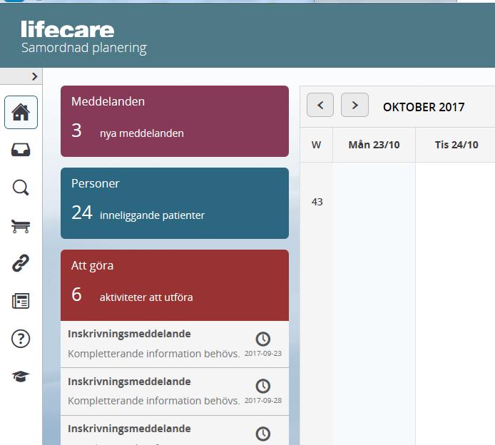 Historik Utskrift Ta bort Redigera Startsida Meddelanden ha koll på inkommande Inneliggande listan vilka patienter