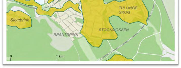 Ett avrinningsområde sträcker sig från Tullinge Trädgårdsstad i öst till Tullinge Lanthem i väst, se bild 1.
