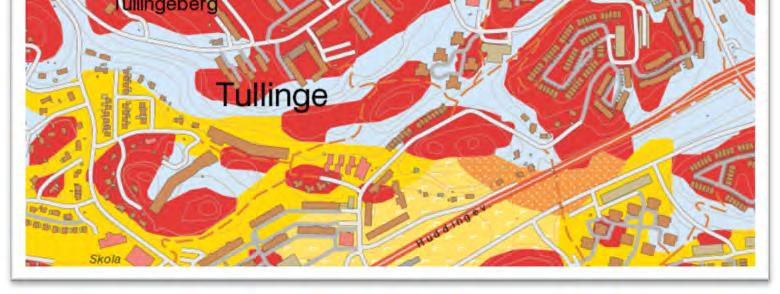 berg i som övergår till morän söderut, se bild 2.