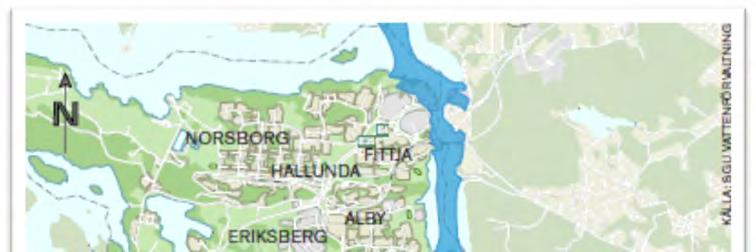 Enligt dagvattenstrategidokumentet berörs inte planerat exploateringsområde enligt kartbild nedan.