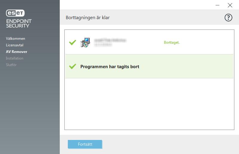 Om avinstallationen inte lyckades, se avsnittet Ett