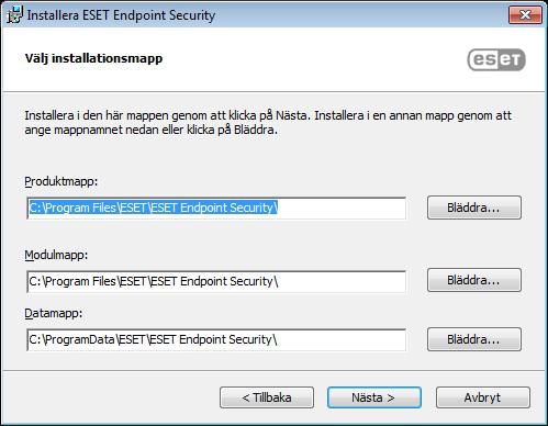3.2.1 Avancerad installation Med avancerad installation kan du anpassa ett antal installationsparametrar som inte är tillgängliga när du utför en vanlig installation.