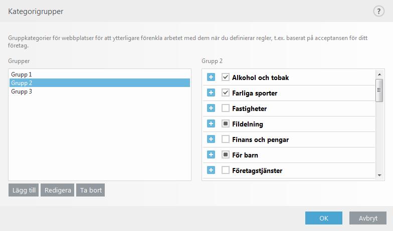 OBS! Allvarlighetsgraden för loggning kan konfigureras separat för varje lista. Loggar med statusen Varning kan samlas in av ESET Remote Administrator.