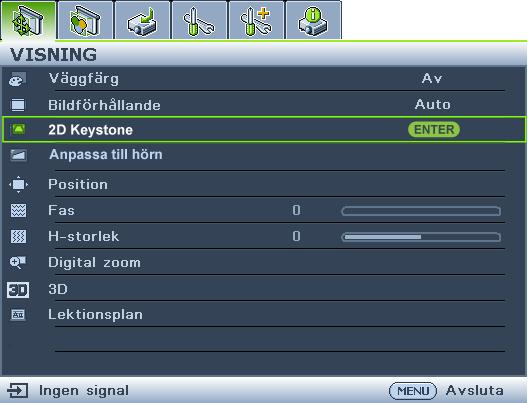 Automatisk justering av bilden I vissa fall behöver bildkvaliteten optimeras. Det gör du genom att trycka på AUTO på projektorn eller fjärrkontrollen.
