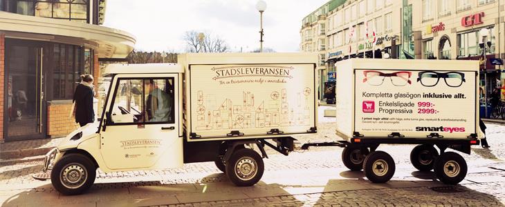 Bild 8 Stadsleveransen i Göteborg använder små elfordon och lastcyklar för godsleveranser i centrala staden. Källa: Innerstaden Göteborg.