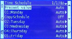 Inställd tidschema kan kopieras från Måndag till arbetsdagar (Tisdag-Fredag) genom att ändra raden KopieraSchema till ON.