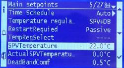 4. BÖRVÄRDEN Beskriver ändring av börvärde för temperatur, fukt (beroende av applikation), och tryck/ flöde.