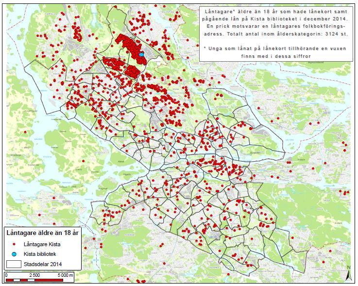 Sida 13 (33) Bild 7. Låntagare äldre än 18 år som hade pågående lån på Kista bibliotek i december 2014.