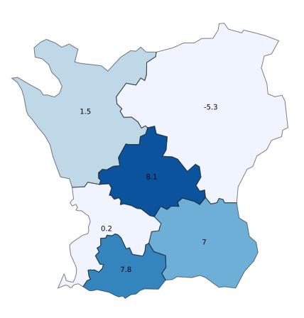 Hörbys ökning beror på en ordentlig ökning av svenska gästnätter från maj till augusti (cirka 3500 gästnätter per månad), medan de utländska minskat under samma period (cirka -620 gästnätter per