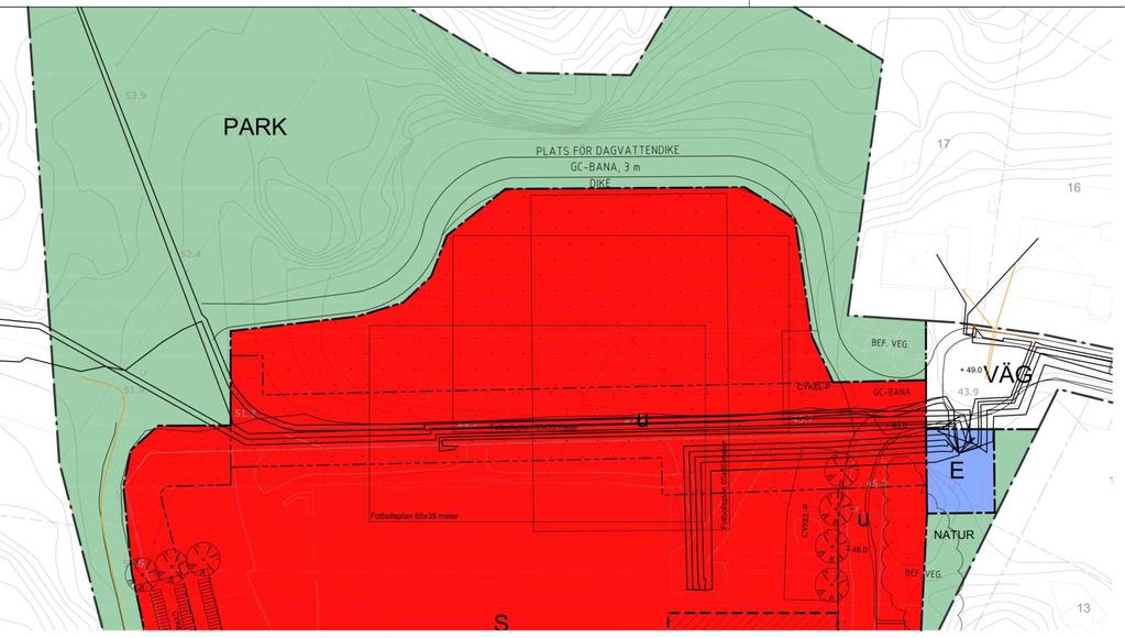 Alternativ med gång- och cykelväg norr om fotbollsplanen. Gång- och cykelväg Gång- och cykelväg BUNTMAKAREN PLANBESTÄMMELSER Följande gäller inom områden med nedanstående beteckningar.
