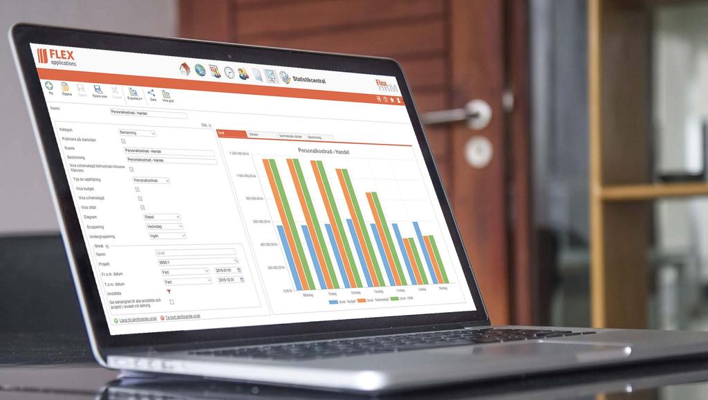 Statistikcentralen är en tilläggsmodul till Flex HRM 13 Statistikcentralen vänd, vrid och jämför Med statistikcentralen som tilläggsmodul till Flex HRM har du ett perfekt verktyg för framtagning av