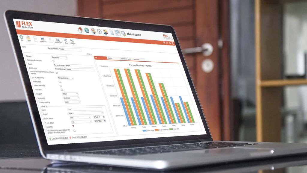Statistikcentralen vänd, vrid och jämför Med statistikcentralen som tilläggsmodul till Flex HRM har du ett perfekt verktyg för framtagning av statistik över er verksamhet.