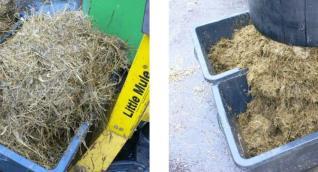 Sönderdelning med extruder Blandning av gräsensilage and