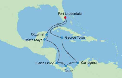 I Mexiko har vi stopp i Puerto Costa Maya & Cozumel, här njuter vi av dess vackra stränder och fängslande Maya-historia.