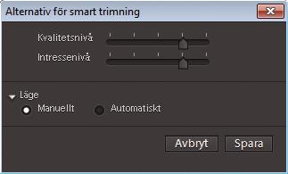 Redigera klipp 112 Intressenivå Du kan ange intressenivåer som Adobe Premiere Elements använder för att urskilja de trimningsbara avsnitten i ett klipp.